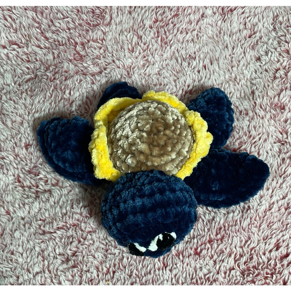 Hand crotchet Amigurumi sunflower turtle blue - Picture 2 of 4